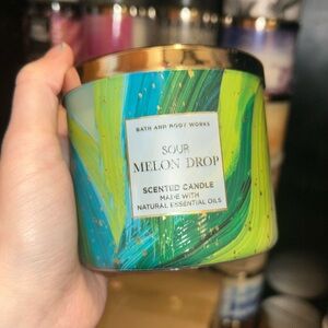 Bath and Body Works Sour Melon Drop Rare 3 Wick Candle